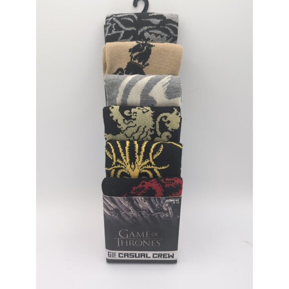 Hyp Other - Game Of Thrones Men`s Casual Crew Socks 6 Pair Size 8-12 New